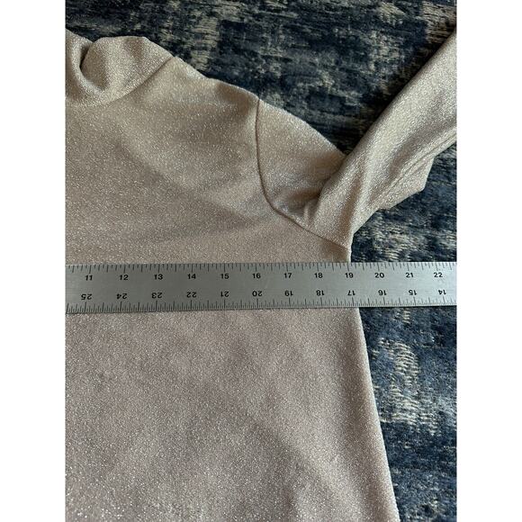 Karen Kane Turtleneck Womens Size Medium Long Sleeve Champagne Shimmer Tunic Top - Picture 8 of 9